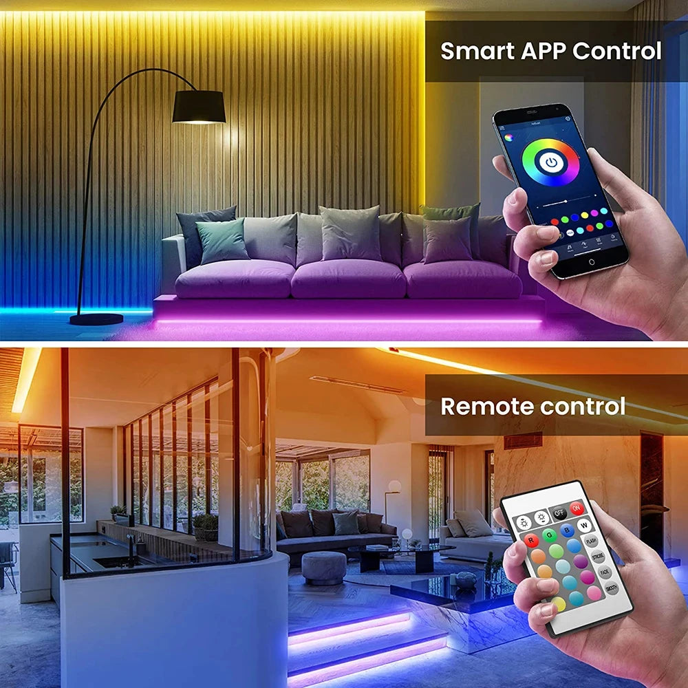 Smart LED Strip Lights – Bluetooth 5050 RGB with App & Remote Control