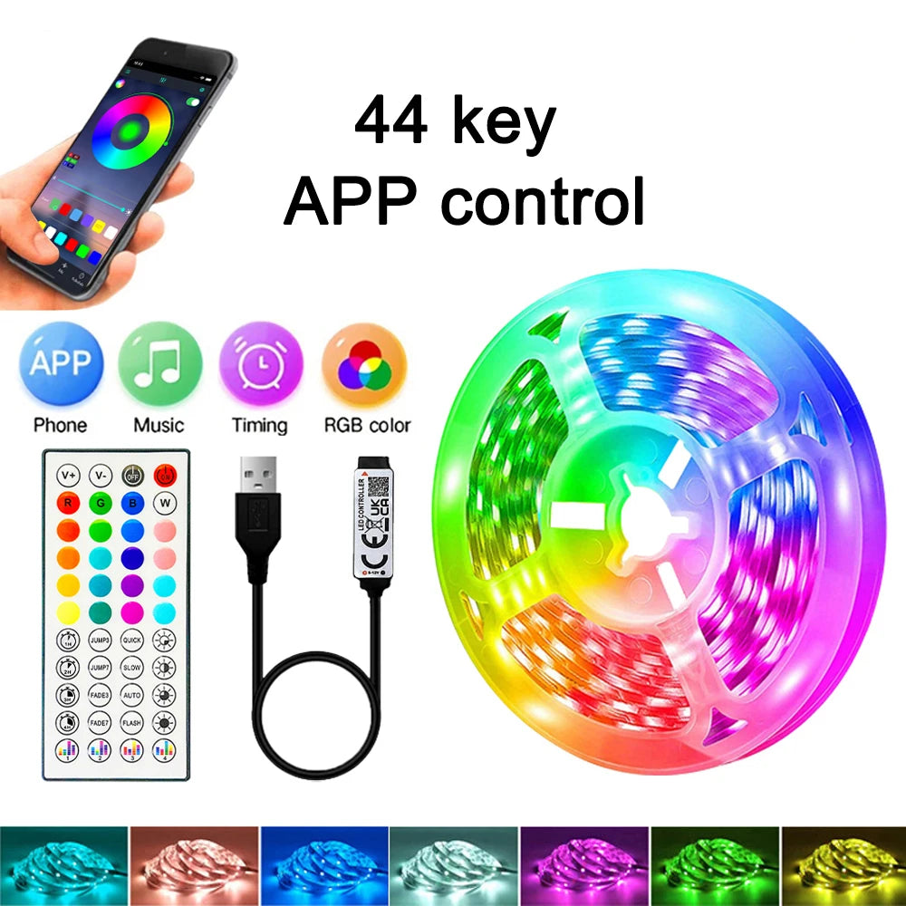 RGB LED Strip Lights – APP & 44-Key Music Sync Remote Control