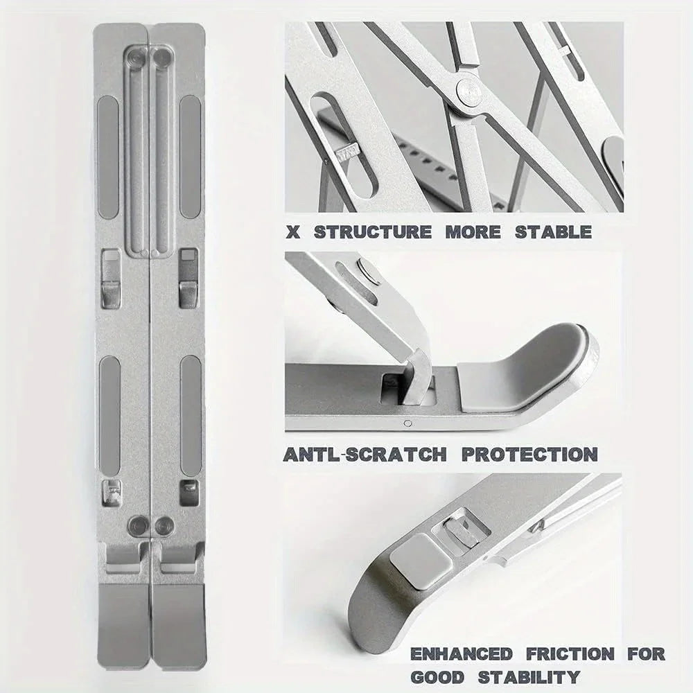 Adjustable Aluminum Laptop Stand – Foldable & Portable for 8–16” Laptops