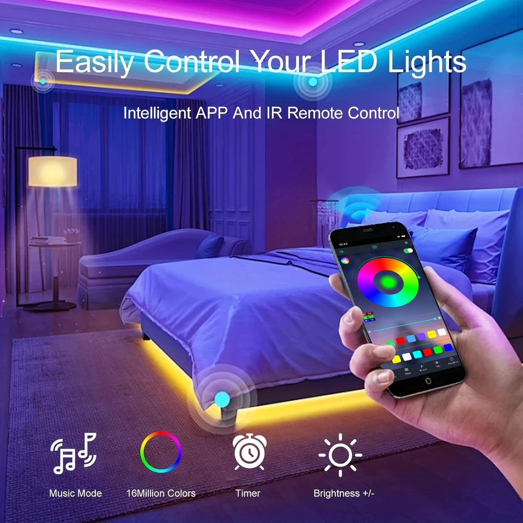 RGB LED Strip Lights – APP & 44-Key Music Sync Remote Control
