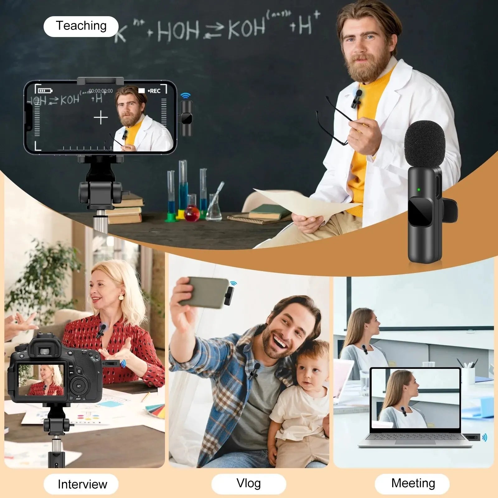 Wireless Lavalier Microphone for iPhone & Android