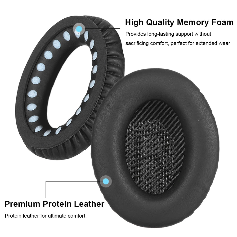 Replacement Ear Pads Soft Protein Leather Headphones Ear Cushions Memory Foam for Bose QuietComfort QC25 QC15 QC35