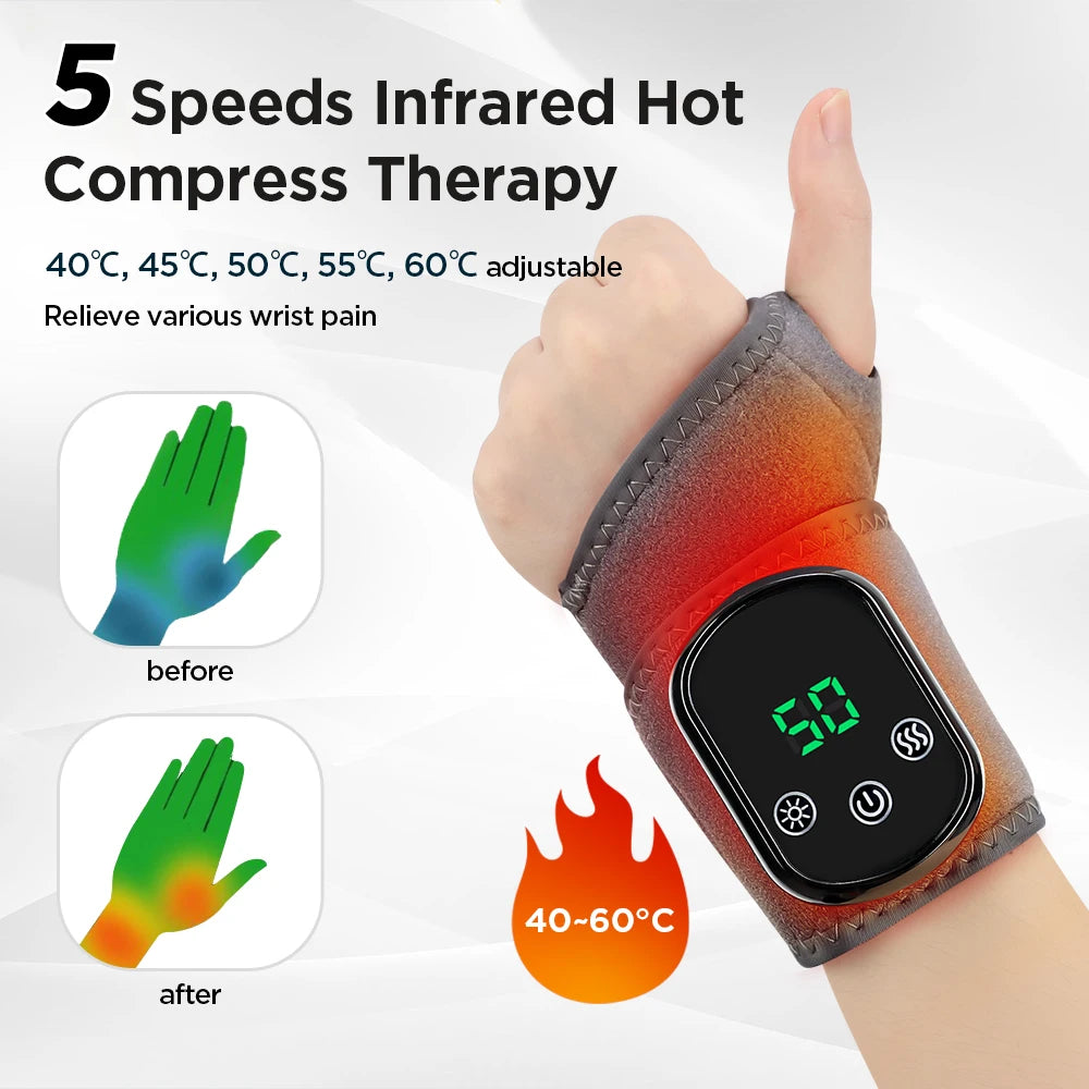 2 IN 1 Heating & Wrist Guard Vibration Massage Three-speed Temperature Adjustment USB Plug Cold Hot Protect Heating Wristband