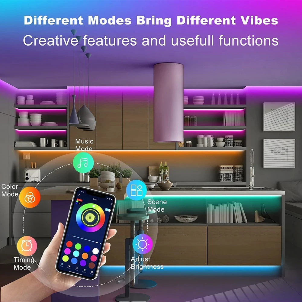Smart LED Strip Lights – Bluetooth 5050 RGB with App & Remote Control