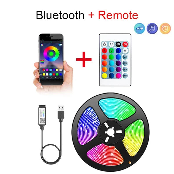 Smart LED Strip Lights – Bluetooth 5050 RGB with App & Remote Control