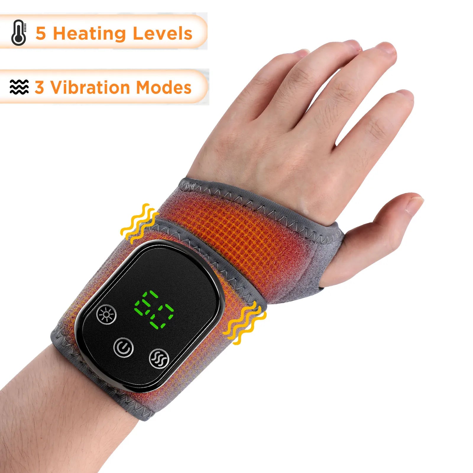 2 IN 1 Heating & Wrist Guard Vibration Massage Three-speed Temperature Adjustment USB Plug Cold Hot Protect Heating Wristband