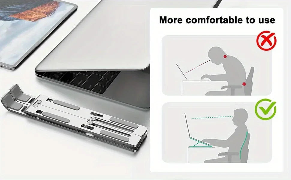 Adjustable Aluminum Laptop Stand – Foldable & Portable for 8–16” Laptops