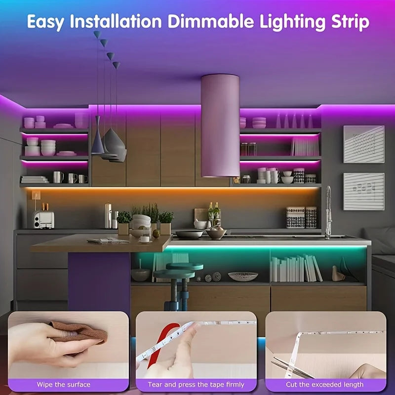 RGB LED Strip Lights – APP & 44-Key Music Sync Remote Control