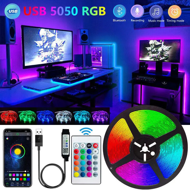 Smart LED Strip Lights – Bluetooth 5050 RGB with App & Remote Control