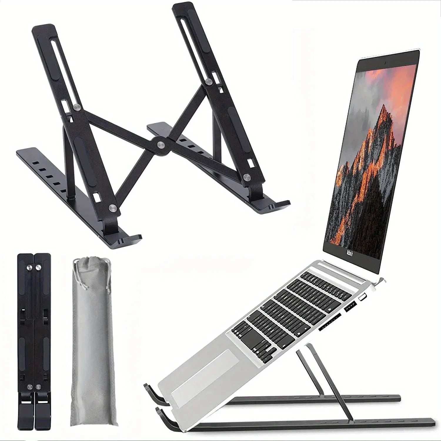 Adjustable Aluminum Laptop Stand – Foldable & Portable for 8–16” Laptops