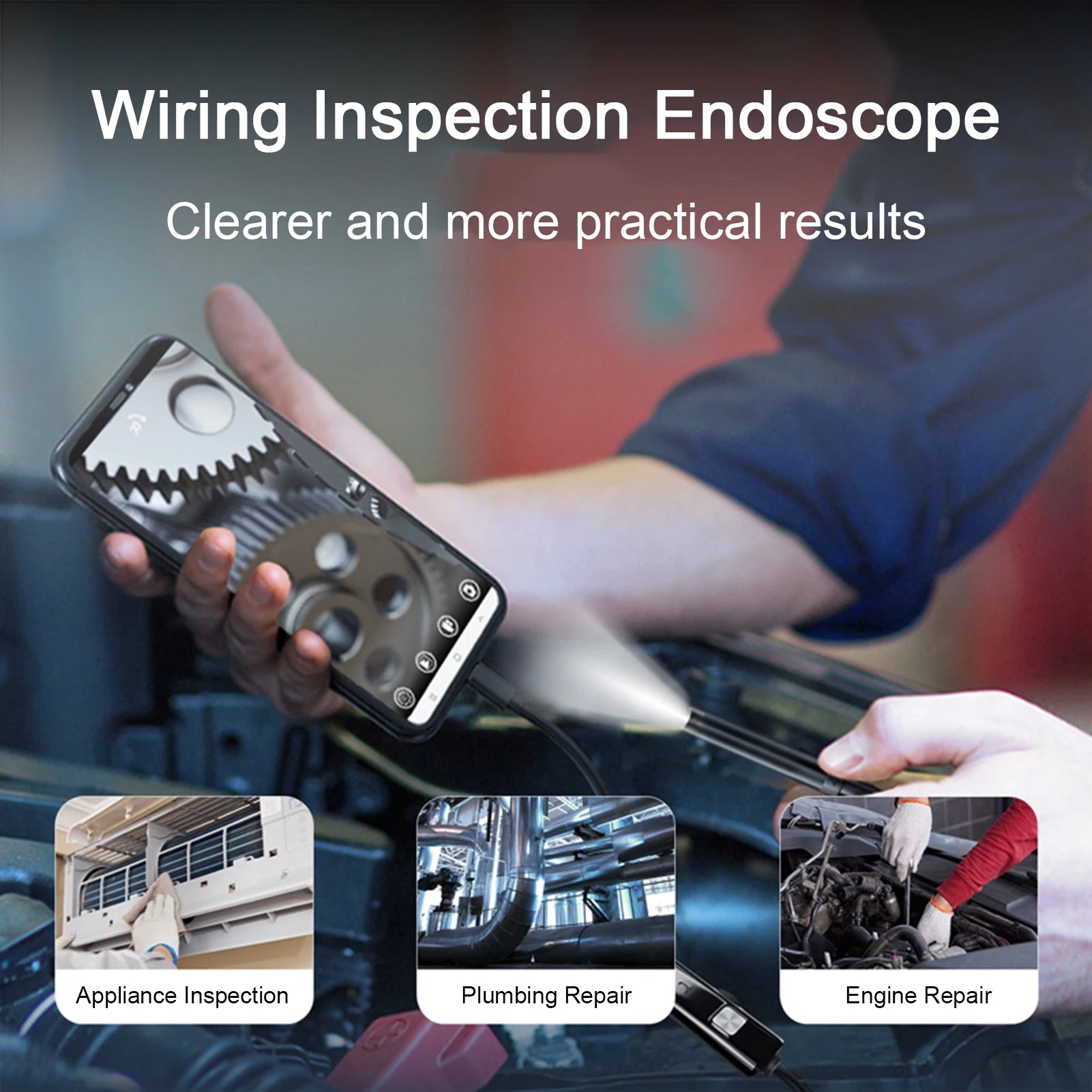 Endoscope Camera with 6 Led Lights Ideal for Car Engines