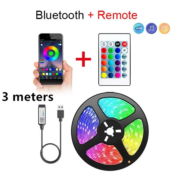 Smart LED Strip Lights – Bluetooth 5050 RGB with App & Remote Control