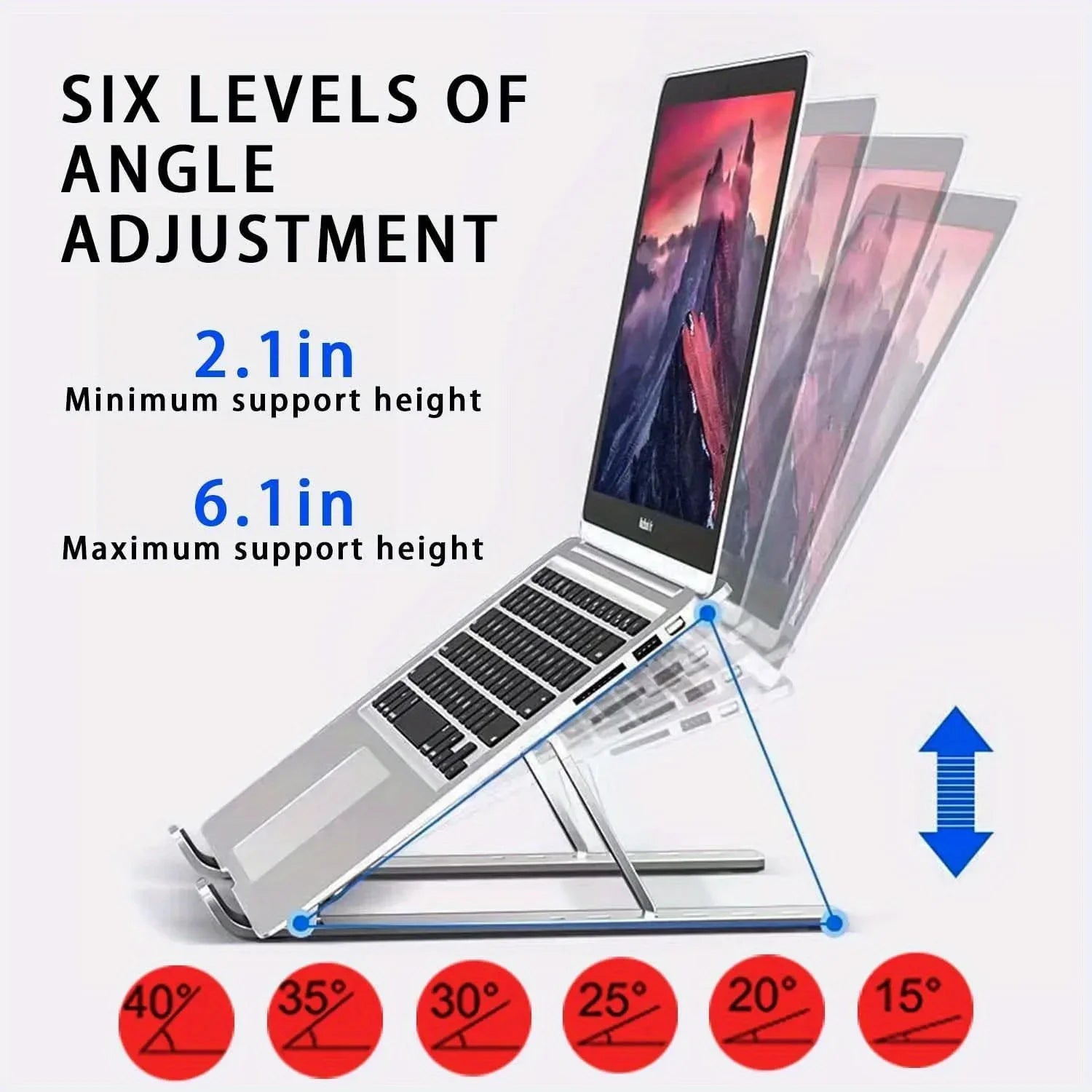 Adjustable Aluminum Laptop Stand – Foldable & Portable for 8–16” Laptops