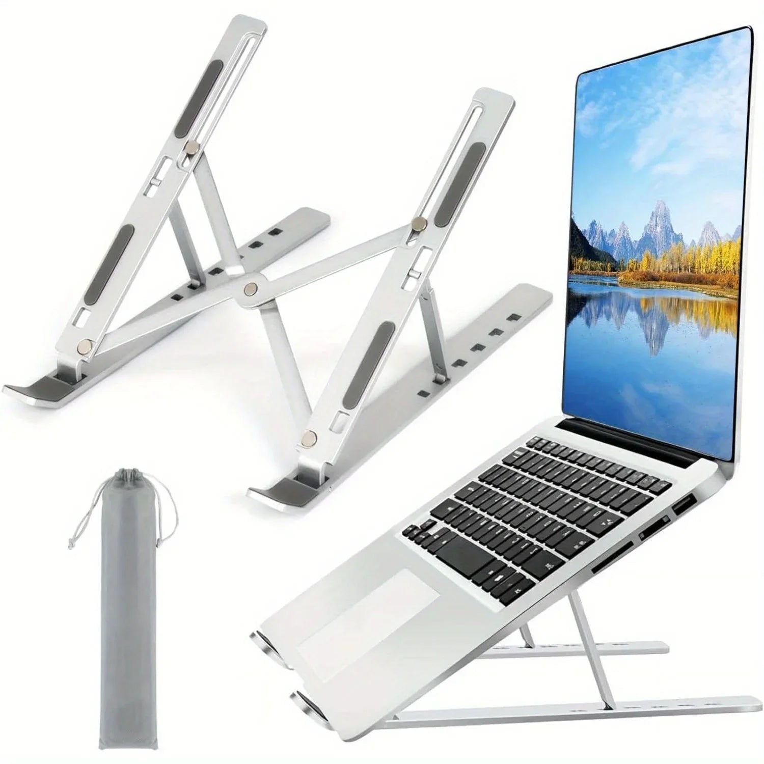 Adjustable Aluminum Laptop Stand – Foldable & Portable for 8–16” Laptops