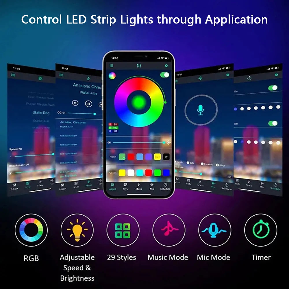 RGB LED Strip Lights – APP & 44-Key Music Sync Remote Control