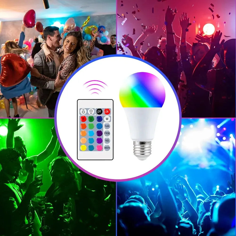 16-Color RGB LED Bulb - Dimmable Smart Lamp with Remote Control