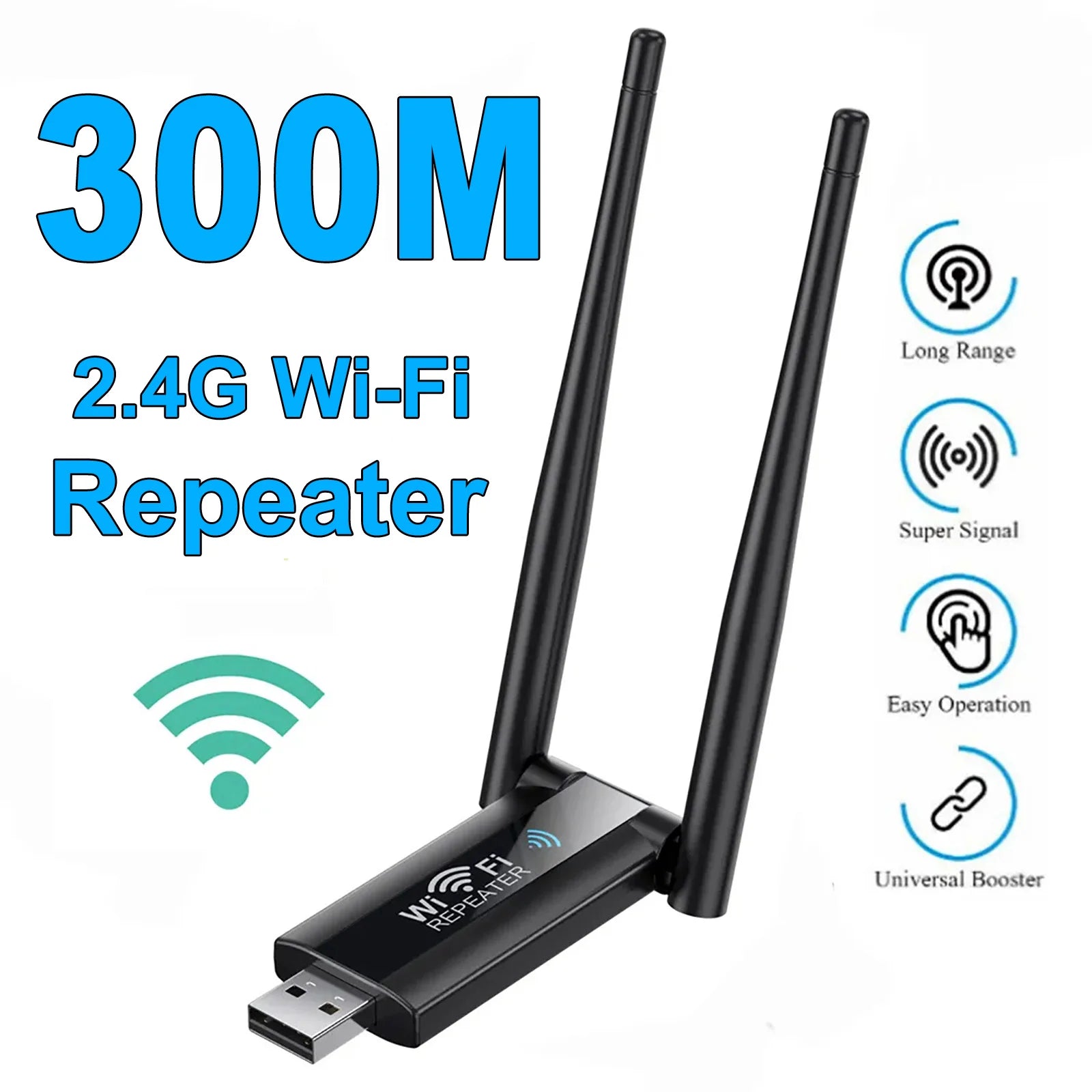 WiFiBoost Pro – 2.4G 300Mbps Wireless Repeater & Signal Extender
