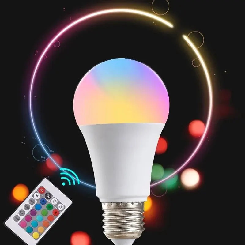 16-Color RGB LED Bulb - Dimmable Smart Lamp with Remote Control